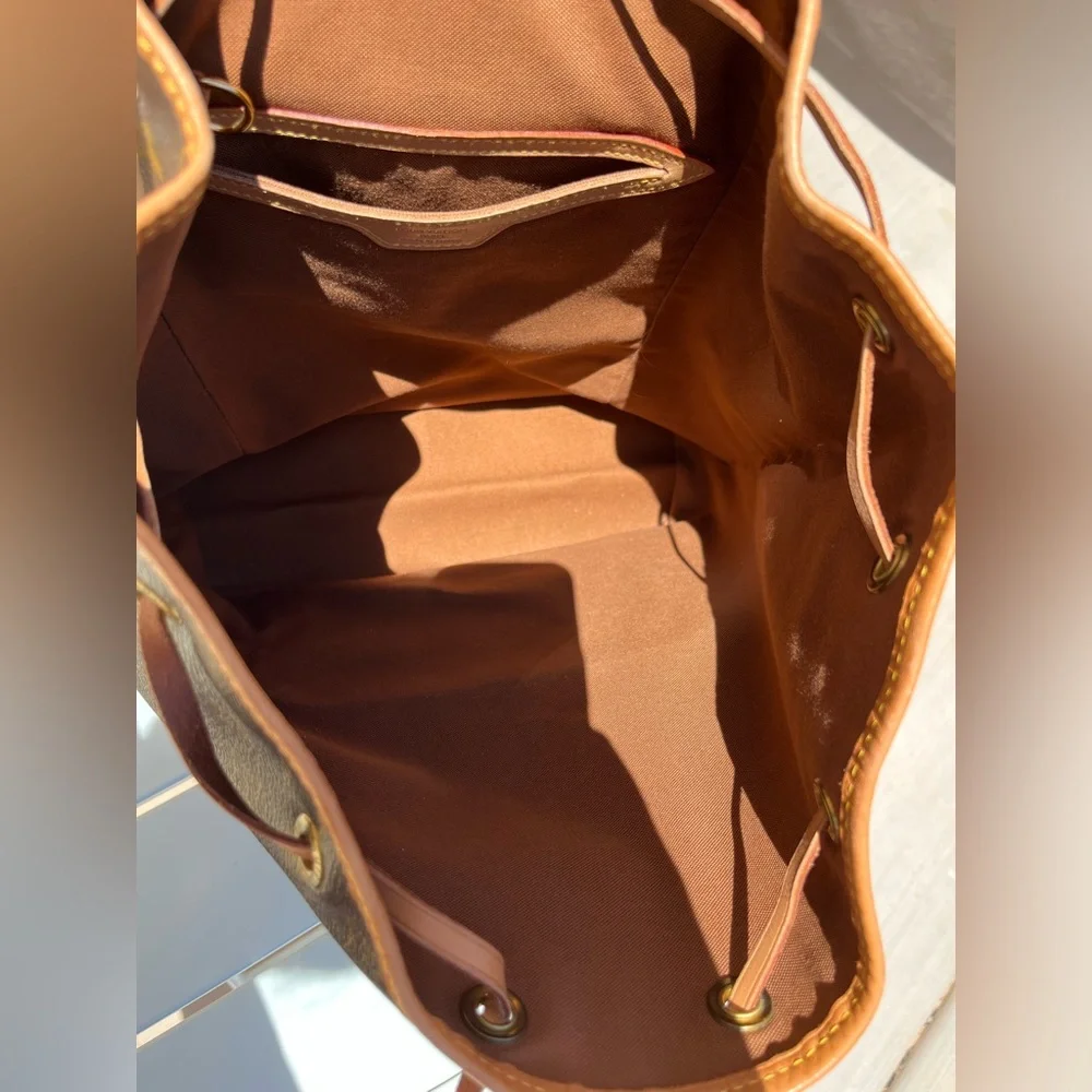 Louis Vuitton Monogram Canvas Drawstring Backpack with Tan Trim